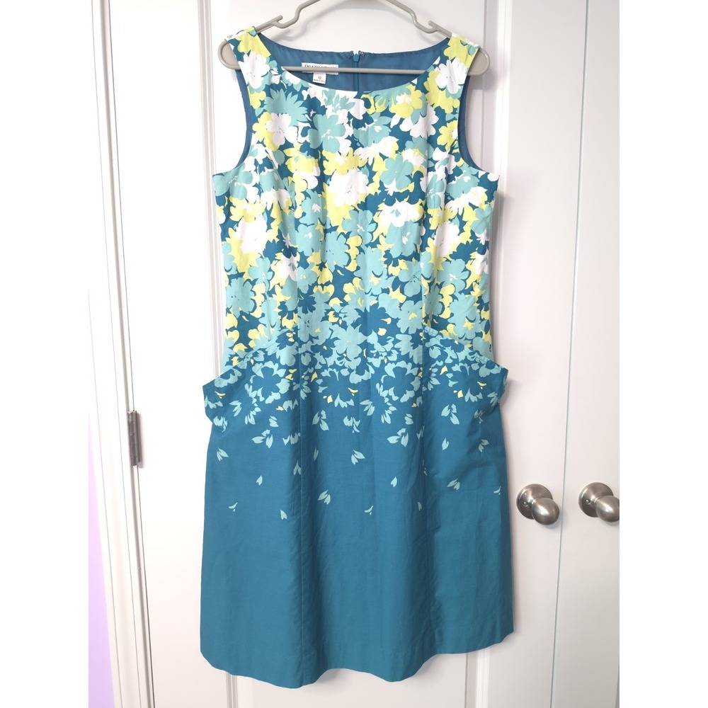 Pendleton Women's Blue Green Spring Summer Floral ALine Sleeveless Dress Size 12